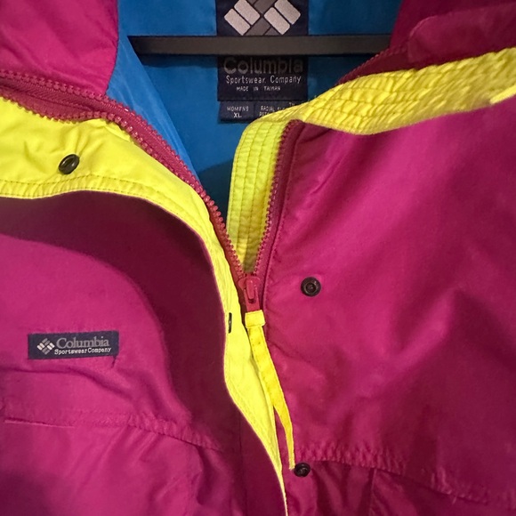 Columbia Women’s Vintage Vibrant Raincoat - Pink, Blue, Yellow - Picture 4 of 5